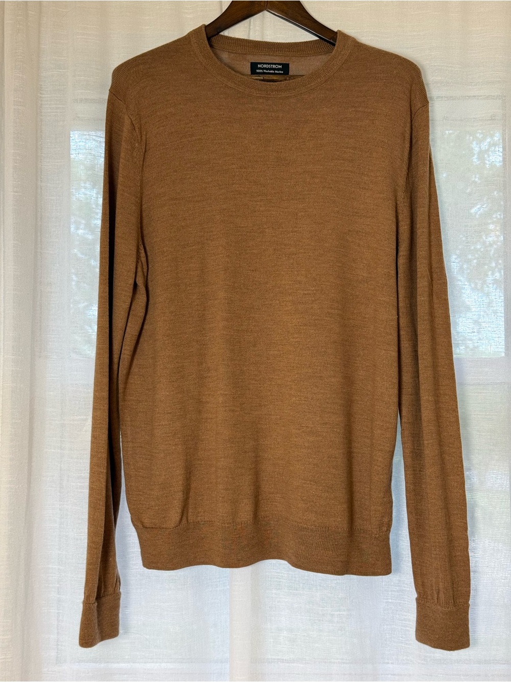 EUC - Nordstrom Men’s Camel Washable Merino Wool Crewneck Sweater - XL